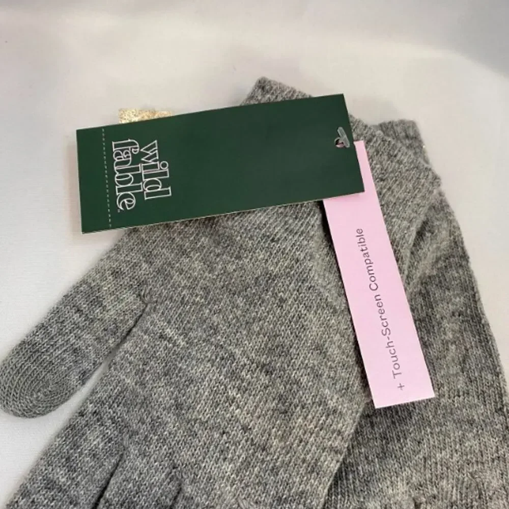 Wild Fable Gray Touchscreen Tech Gloves One Size Recycled Polyester NWT Winter